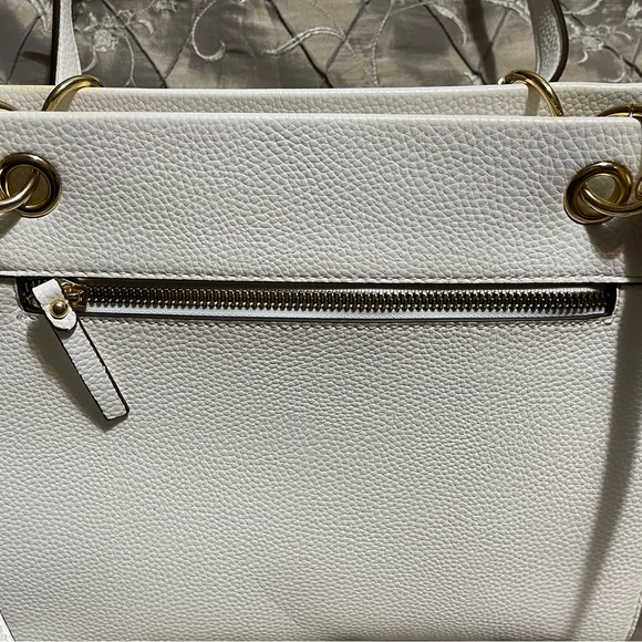 Nanette Lepore White Tote With Gold Hardware & Floral Scarf (No Call Outs) - Picture 5 of 14